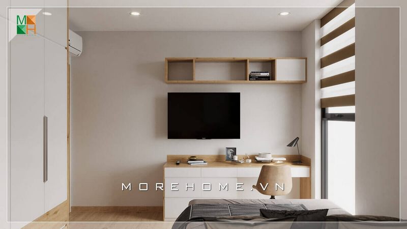 Mẫu kệ tivi phòng ngủ hiện đại kết hợp bàn làm việc rất tiện lợi và đa năng
