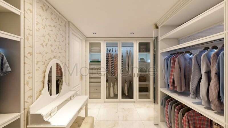 Bàn trang điểm được thiết kế bằng chất liệu gỗ công nghiệp cao cấp mang lại sự ấn tượng.